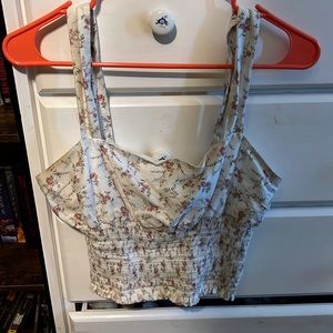 White Floral Crop Top